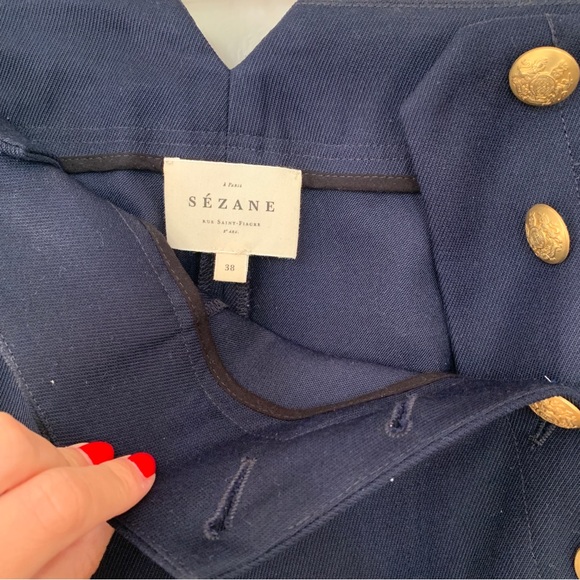 Sezane Marino Trouser in Navy Wool - Picture 8 of 10